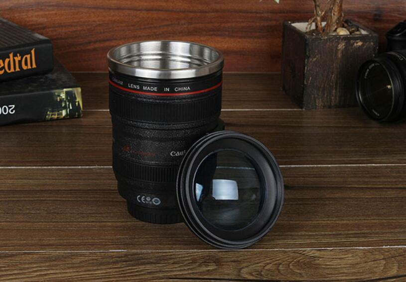 Transhome Self-Stirring Camera Lens Mug | 300ml Stainless Steel Travel Coffee Cup